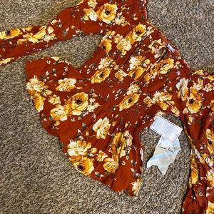 Orange floral crop top